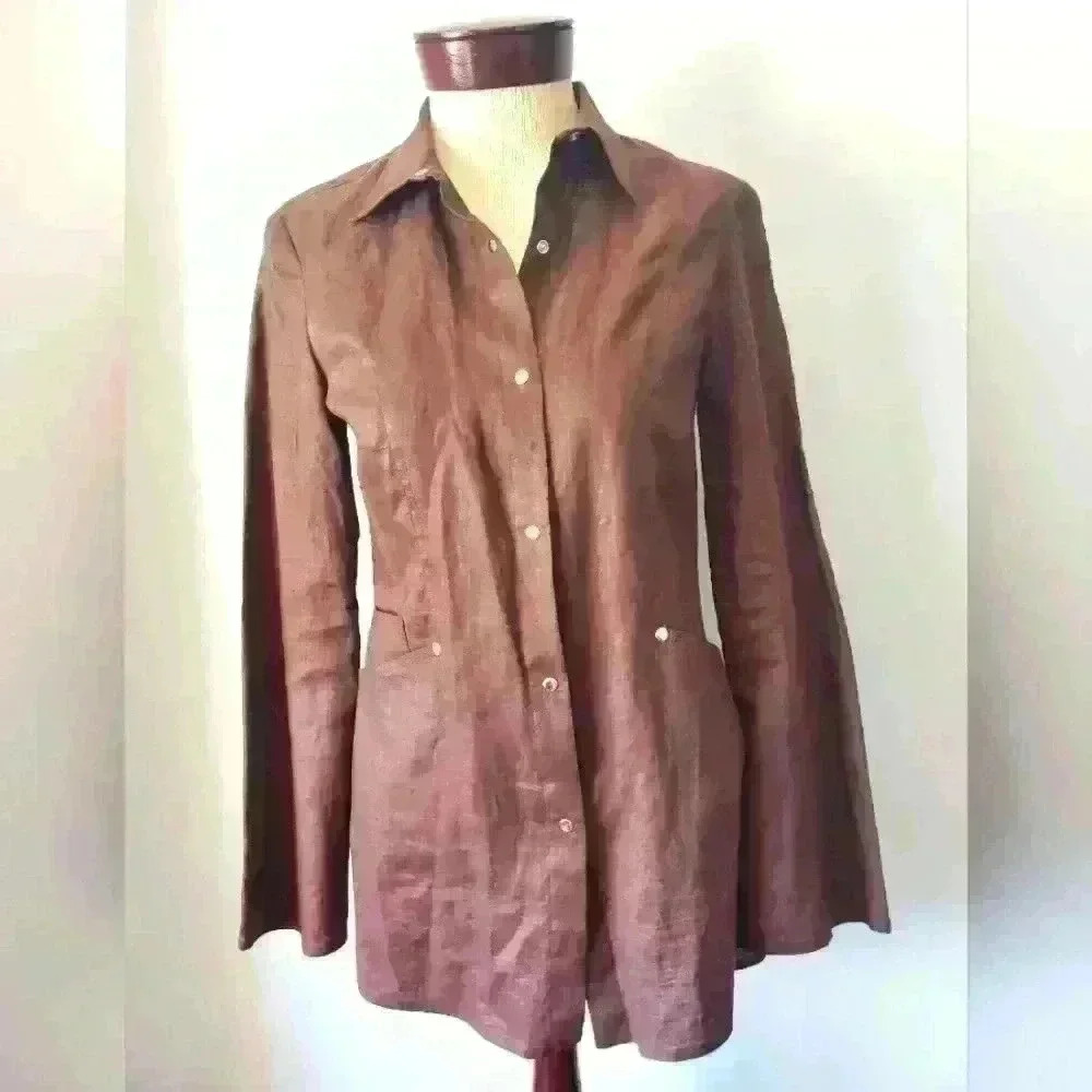 LINEN jacket  brown size 4